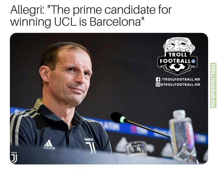 Juventus coach Massimiliano Allegri and Ex-Juventus Gigi Buffon name Barcelona as the no.1 candidate for winning UEFA Champions League.