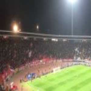 Red Star Belgrade fans chanting "Fuck you, Liverpool" tonight