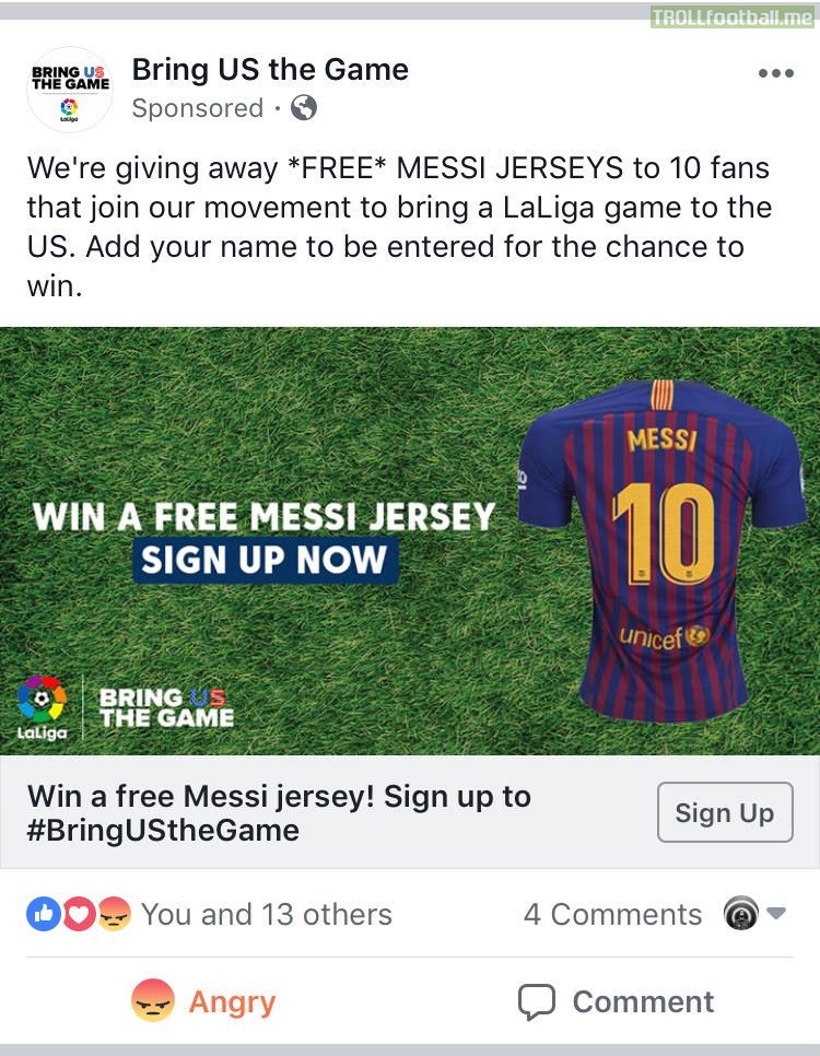 #BringUSTheGame keeps throwing money at building American support for the Barça-Girona game with Facebook ads & giveaways
