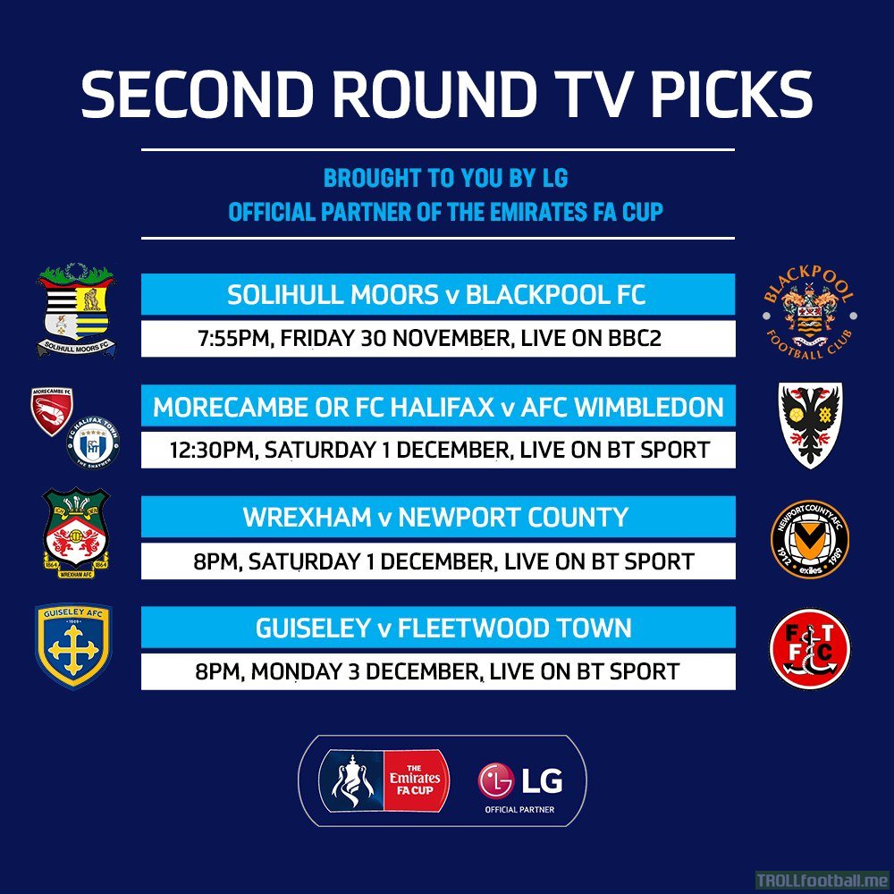 FA Cup 2nd Round TV Fixtures