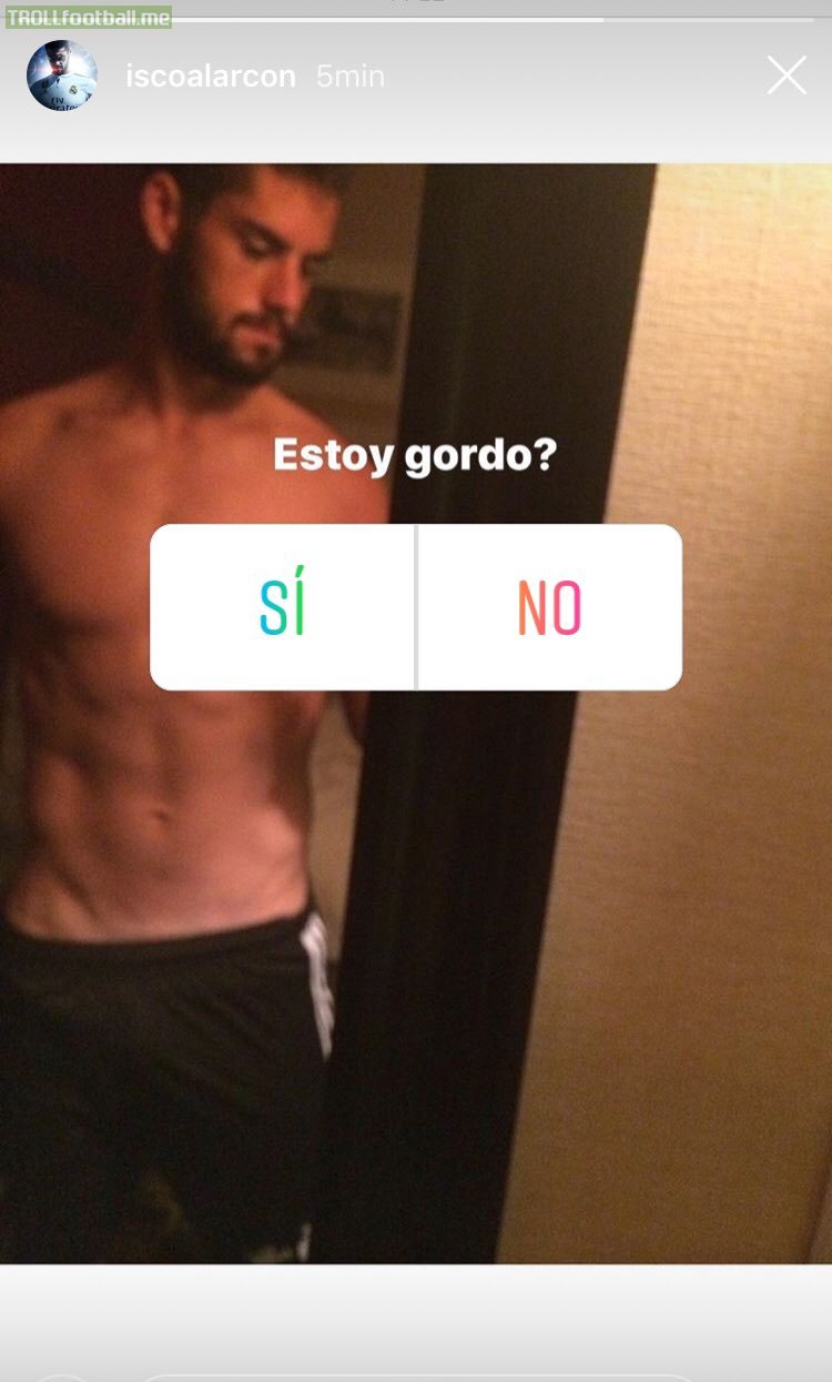 Isco IG post after allegations of him getting fat "Am I fat? Yes/No"
