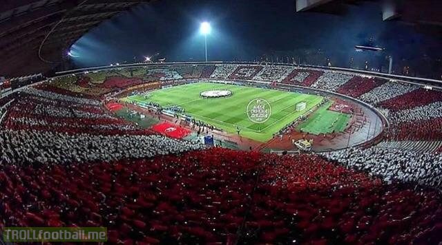Red Star’s fans’ choreo vs PSG at the beginning of the match