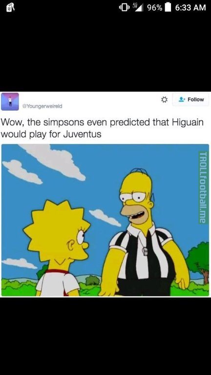 Wow, even the Simpsons predicted Higuain would play for Juventus
