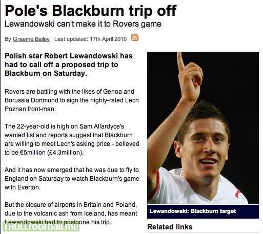 Throwback to when Blackburn were a volcanic ash cloud away from signing Robert Lewandowski! 😅