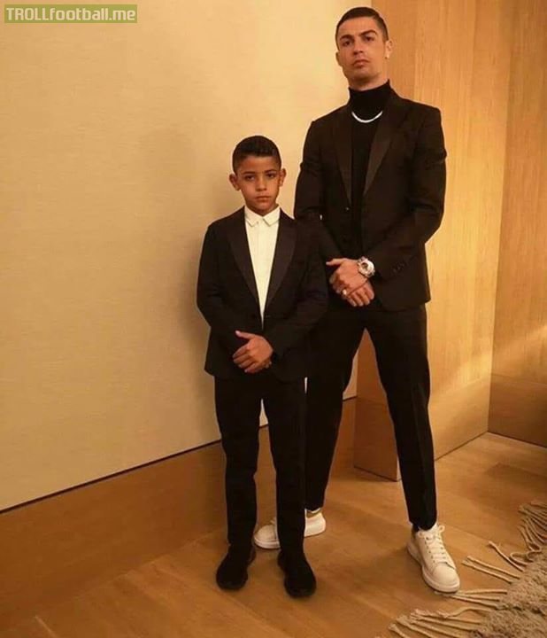 Djilali with his father Cristiano Ronaldo
