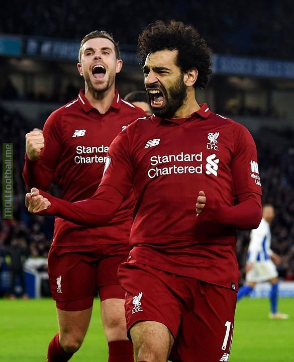 Brighton 0-1 Liverpool  Mohamed Salah's spot kick extends the Reds' lead at the top to seven points