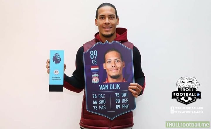 Virgil van Dijk is the first Dutchman to win the Premier League Player of the Month award since Tim Krul in November 2013 and the first defender to win it since March 2013 when Jan Vertonghen won it. Mr. Pocket ❤️