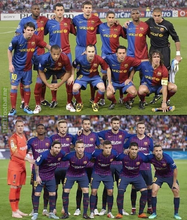 10YearChallenge   2009: - Quarter-Finals Copa. - Top of La Liga and +12 from Real. - Waiting for the round of 16 against Lyon in Champions League.  2019: - Quarter-finals Copa. - Top of La Liga and +10 from Real.  - Waiting for the round of 16 against Lyon in Champions League.