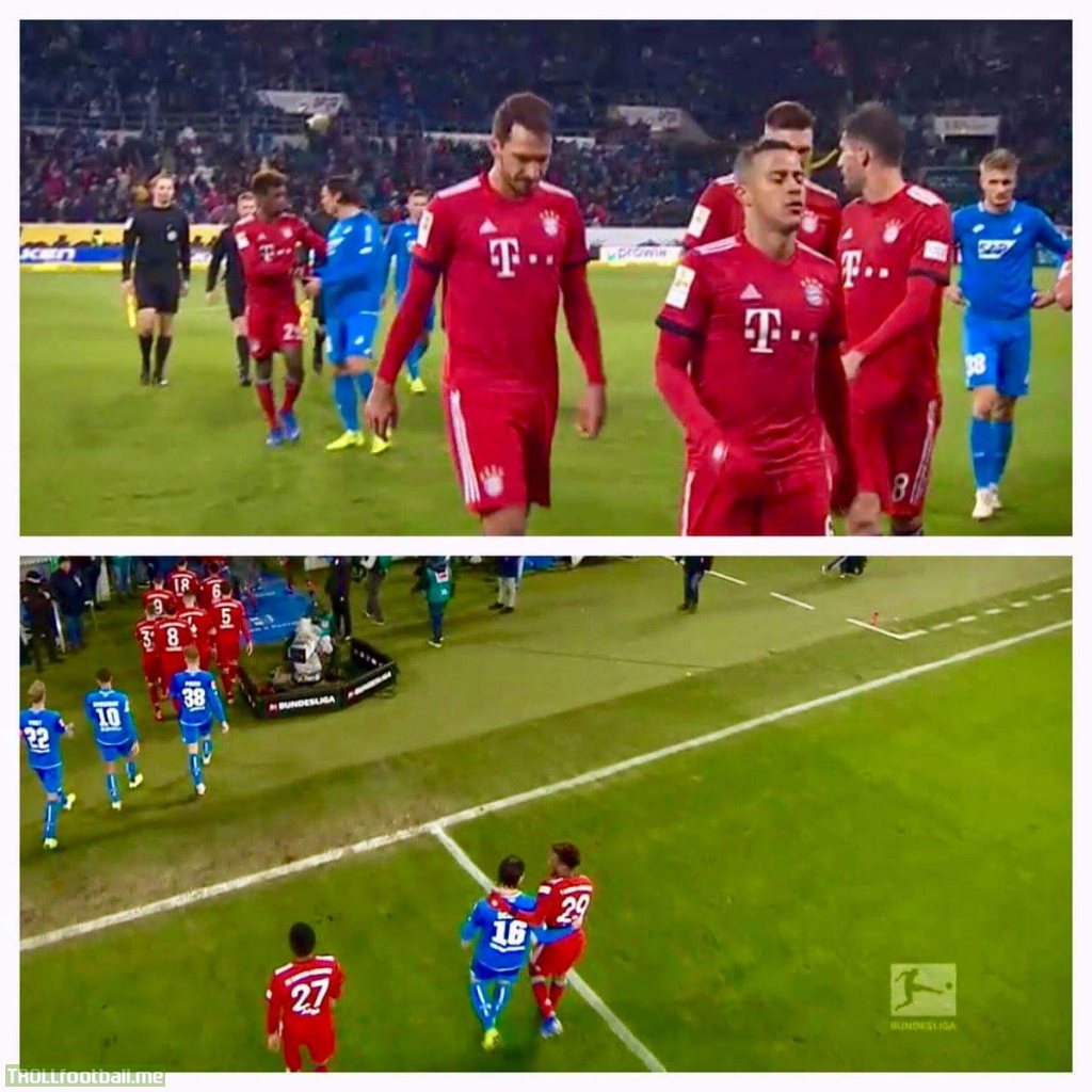 Nico Schulz apologizing to coman yesterday for the tackle in the first game of the season that injured him for 3 months