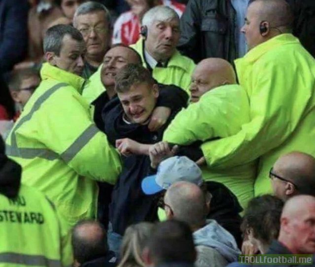 Horrific scenes at the Etihad earlier of stewards forcing Chelsea fans to stay and watch the game.