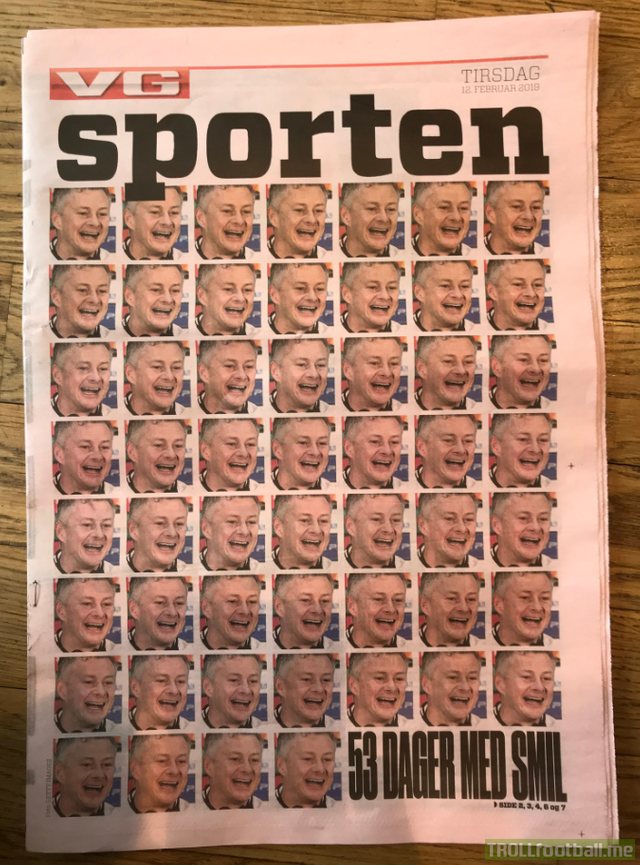 Norway's biggest newspapers front page this morning - "53 days with smiles"