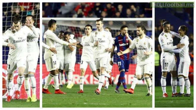 Rather than celebrating his goal that put Real Madrid 2-1 up, Gareth Bale showed a sense of anger and shrugged off Lucas Vazquez, ran away from the rest of his teammates and eventually accepted congratulations from Luka Modric.