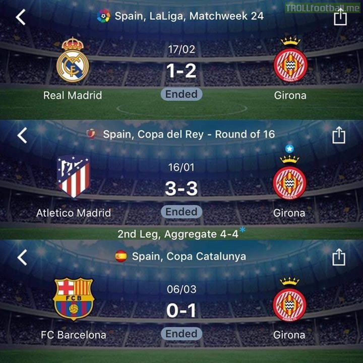 ⏺️Girona destroyed Real Madrid at their home and started their downfall!!  ⏺️Knocked out Atletico Madrid from Copa Del Rey  ⏺️And won the Catalonia Cup vs Barcelona.   ☑️Is this the emergence of a new superpower?