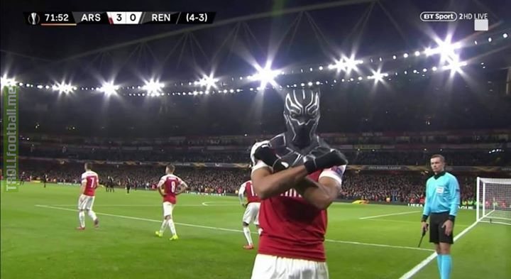 Aubameyang scored and did the Black Panther Mask celebration.  Was also booked for it by the referee.