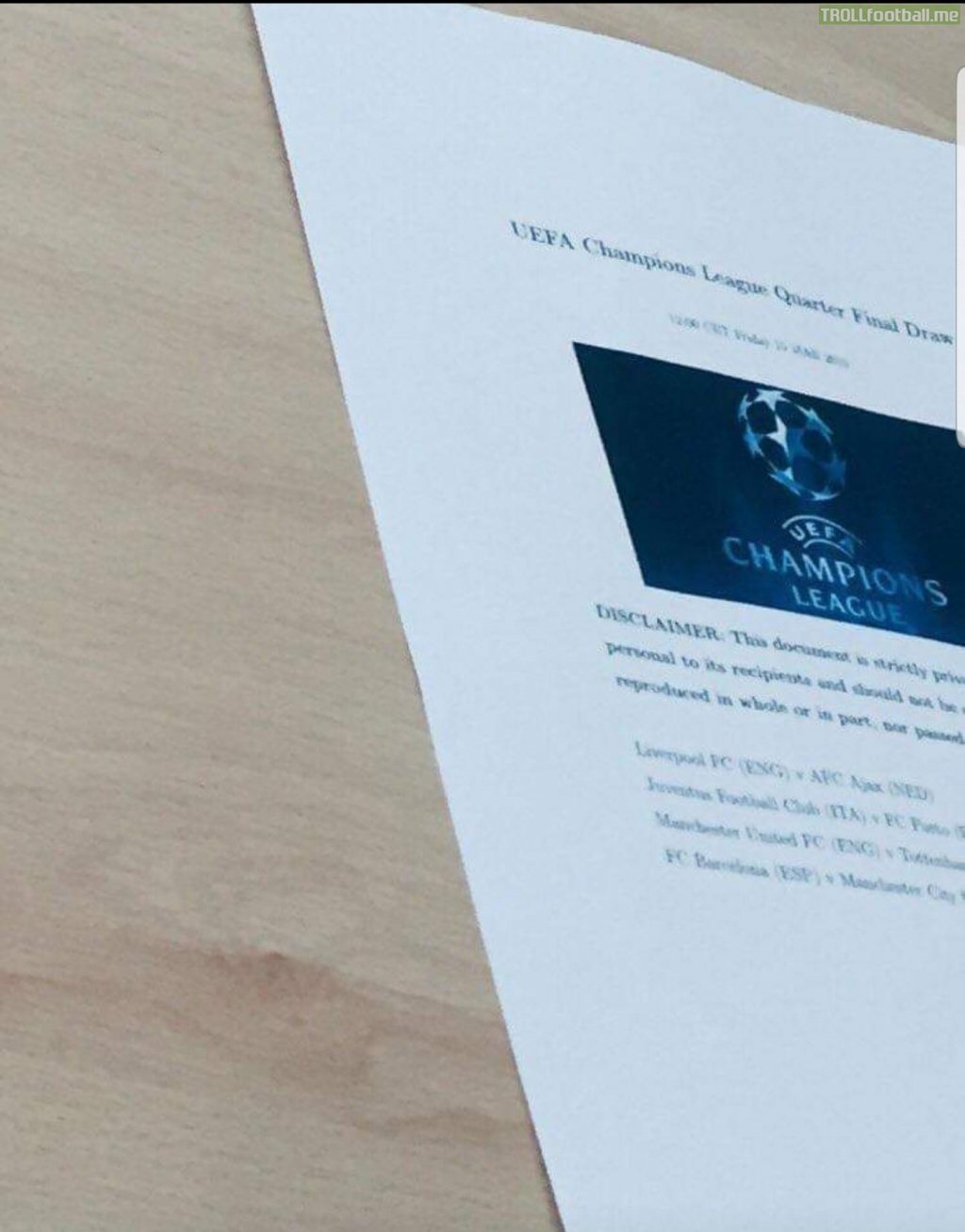 Uefa champions league QF draws leaked