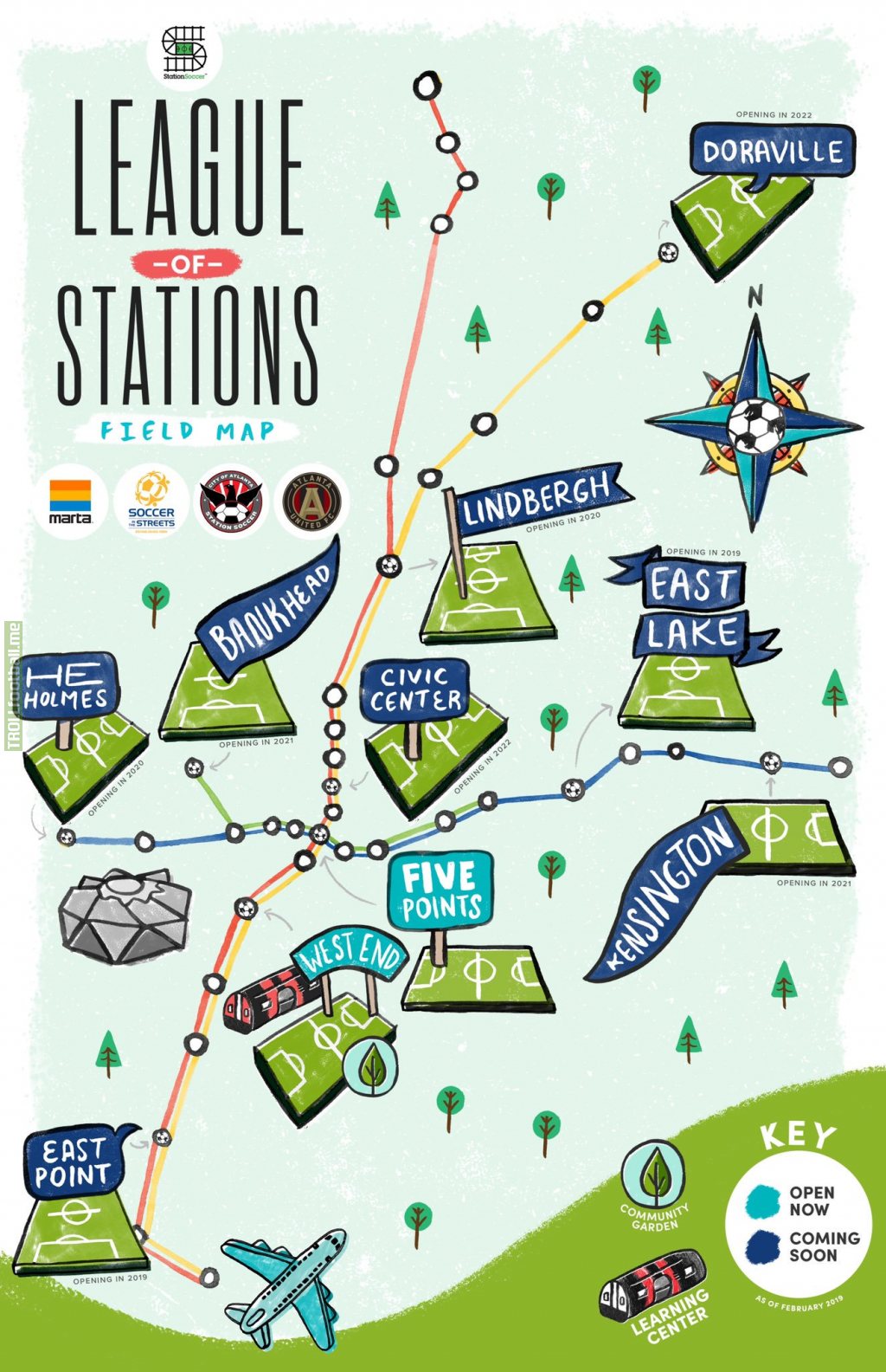 The League of Stations Field Map, presented by MARTA, Soccer in the Streets, the City of Atlanta, and Atlanta United FC
