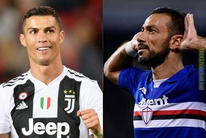 ⏺️Fabio Quagliarella is truly the man of the moment.  ⏹️The Italian veteran scored a goal in Sampdoria's 5-3 win over Sassuolo to put himself two goals clear of Juventus forward Cristiano Ronaldo at the top of the Serie A top scorer list.