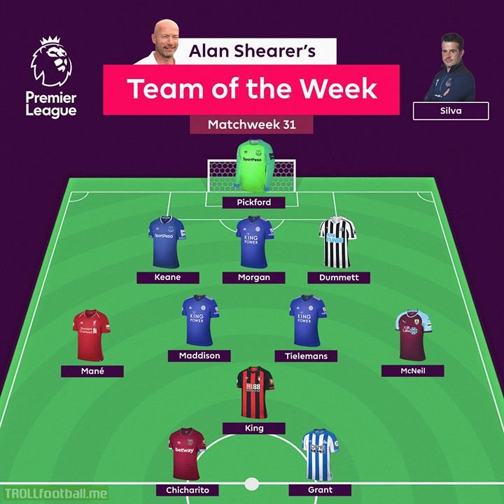 Alan Shearer's PL Team of the Week 👇  Thoughts on his selections?