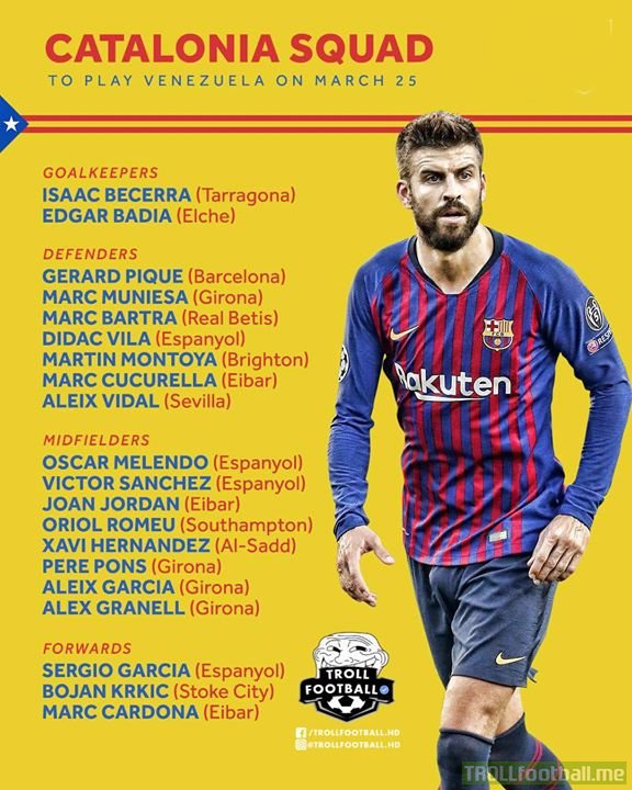 Pique and Xavi are in the Catalonia squad!!!  Xavi ElPresidente