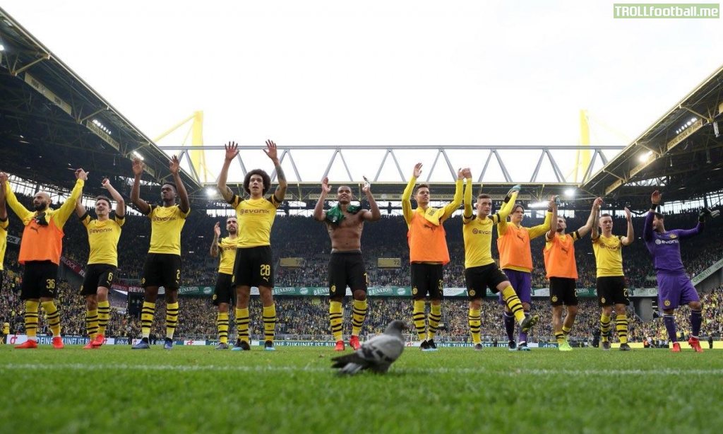 Borussia Dortmund hailing their new pigeon overlord 😃