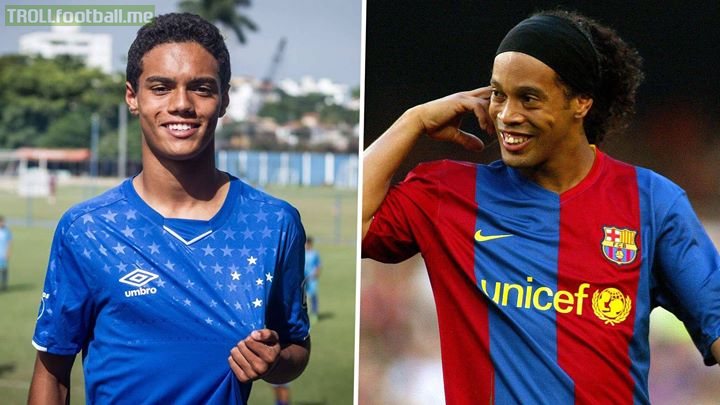 Ronaldinho's 14-year-old son Joao Mendes has signed a 5-year-deal with Cruzeiro.  No pressure, kid.