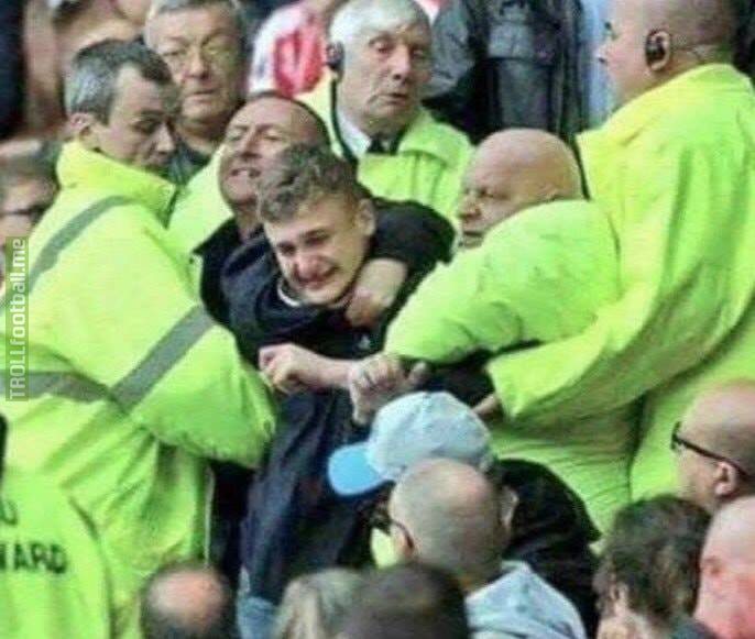 Truly shocking scenes at Goodison Park as stewards force Man Utd fans to stay and watch the game..