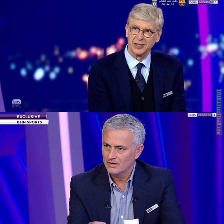 Arsene Wenger Vs Jose Mourinho on BeIN Sports  before Liverpool and Barcelona game -   Jose Mourinho - " I won't bet a single coin on Liverpool getting a comeback Tonight."   Arsene Wenger- " Liverpool are physically stronger and Anfield is  the most difficult and hostile  place to go for a return leg. Barcelona might suffer a tough time today."    Don Wenga knows his shit !!!  Wenger 1-0 Jose.