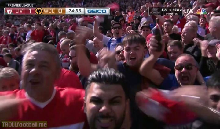 Liverpool fan wearing a Brighton shirt at Anfield today 😂😂😂😂😂