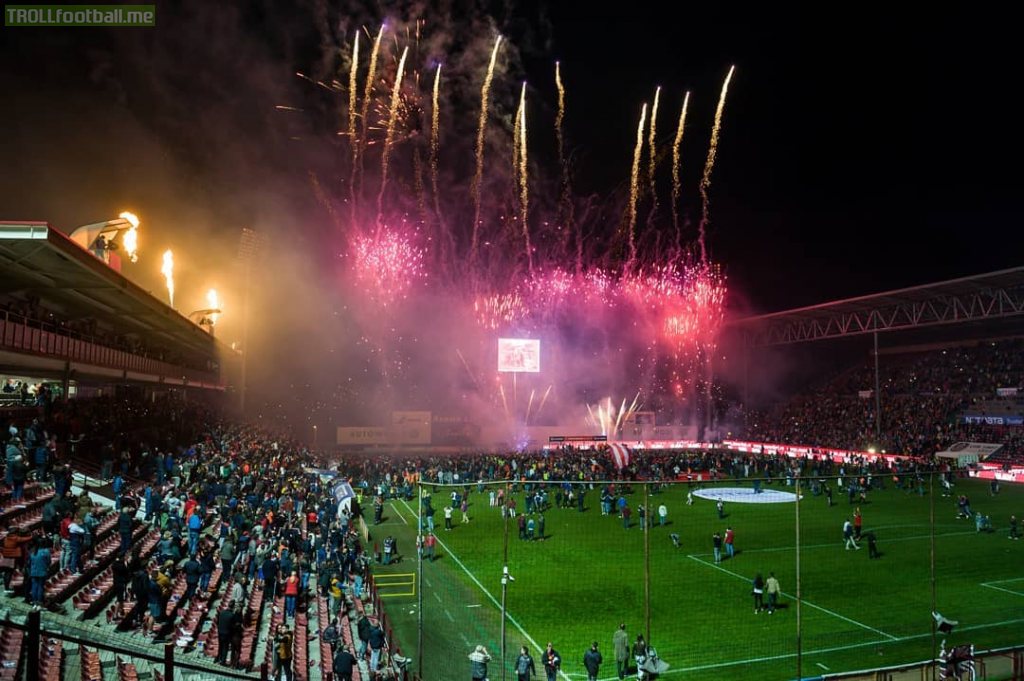 Fans invaded the pitch after CFR Cluj won the Romanian league