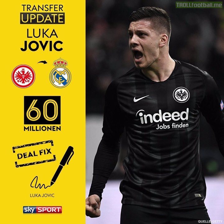 Luka Jovic to Real Madrid. is done for €60M.