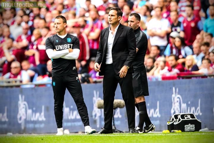 Two legends, John Terry's Aston Villa promoted over Frank Lampard's Derby County today.