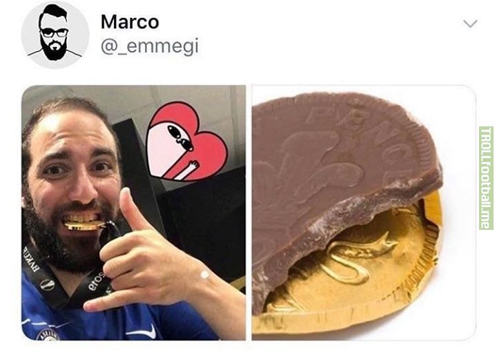 Higuain got a special medal just for him.