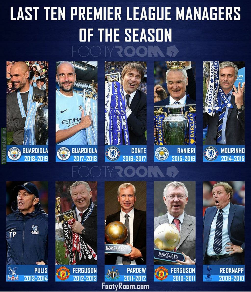 Last ten Premier League managers of the season