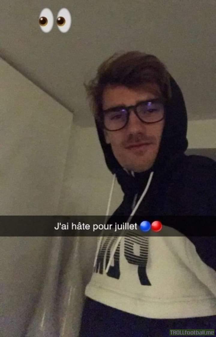 Griezmann posted this on his SC. Says "Can't wait for july! 🔵🔴"