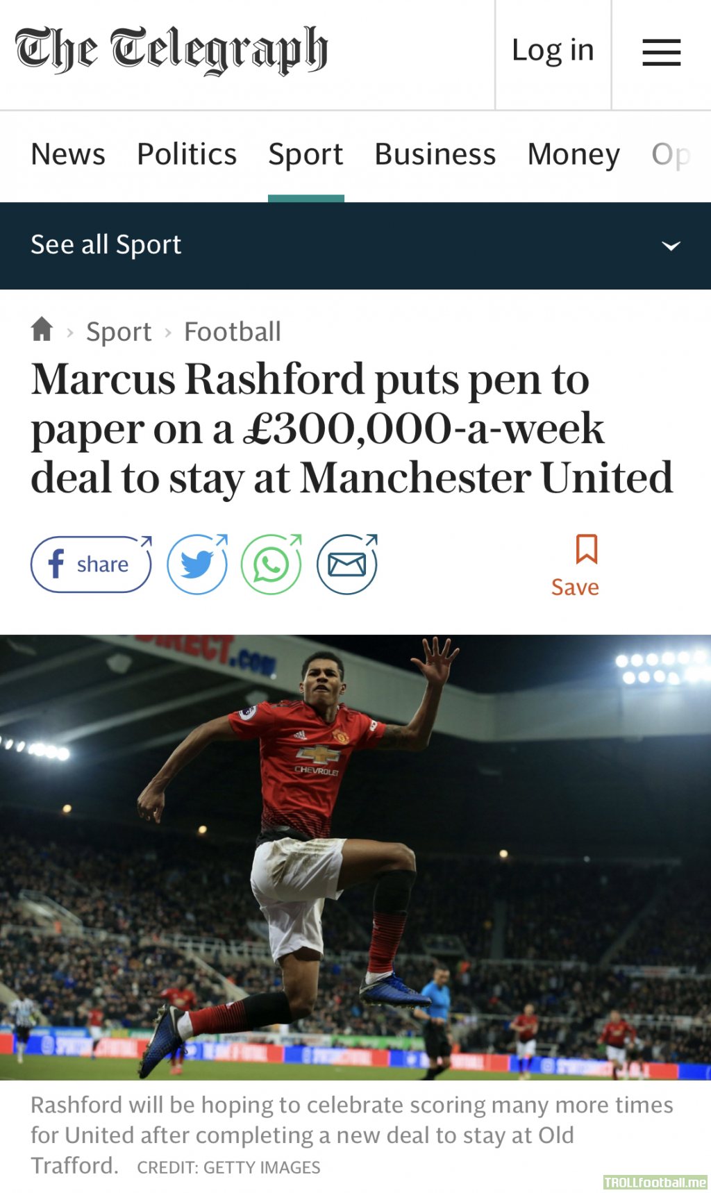 [Telegraph] There’s a possibility United could announce Marcus Rashford’s new contract as early as tomorrow (Monday). It’s a 4 year deal with the option of a fifth year.