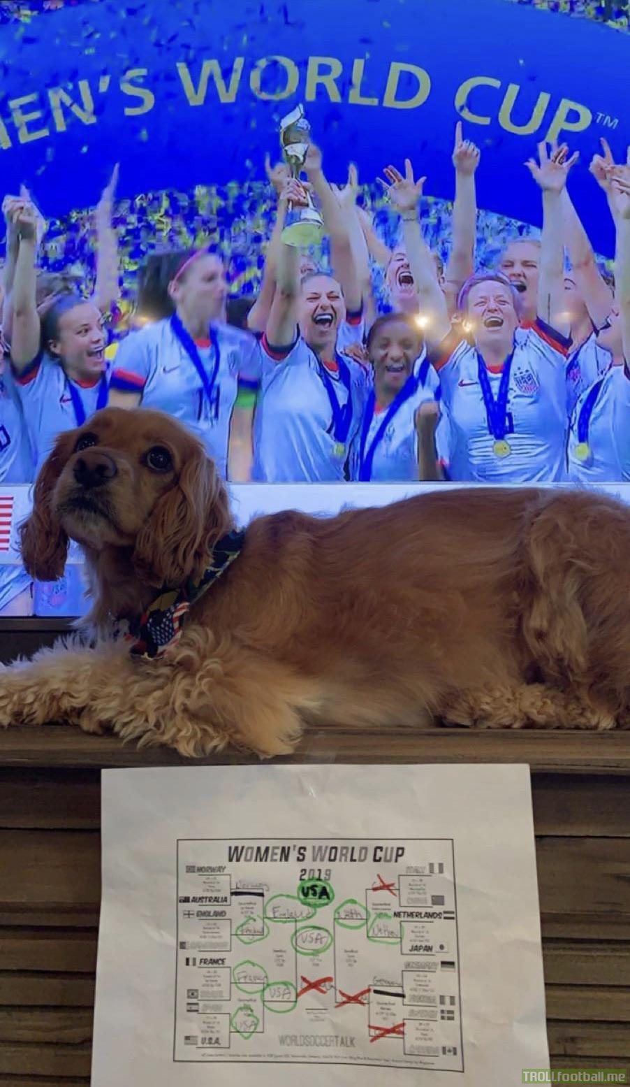 My pup and her Women’s World Cup bracket!
