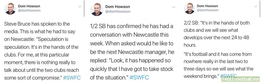 Steve Bruce confirms talks with Newcastle (Dom Howson from the Sheffield Star)