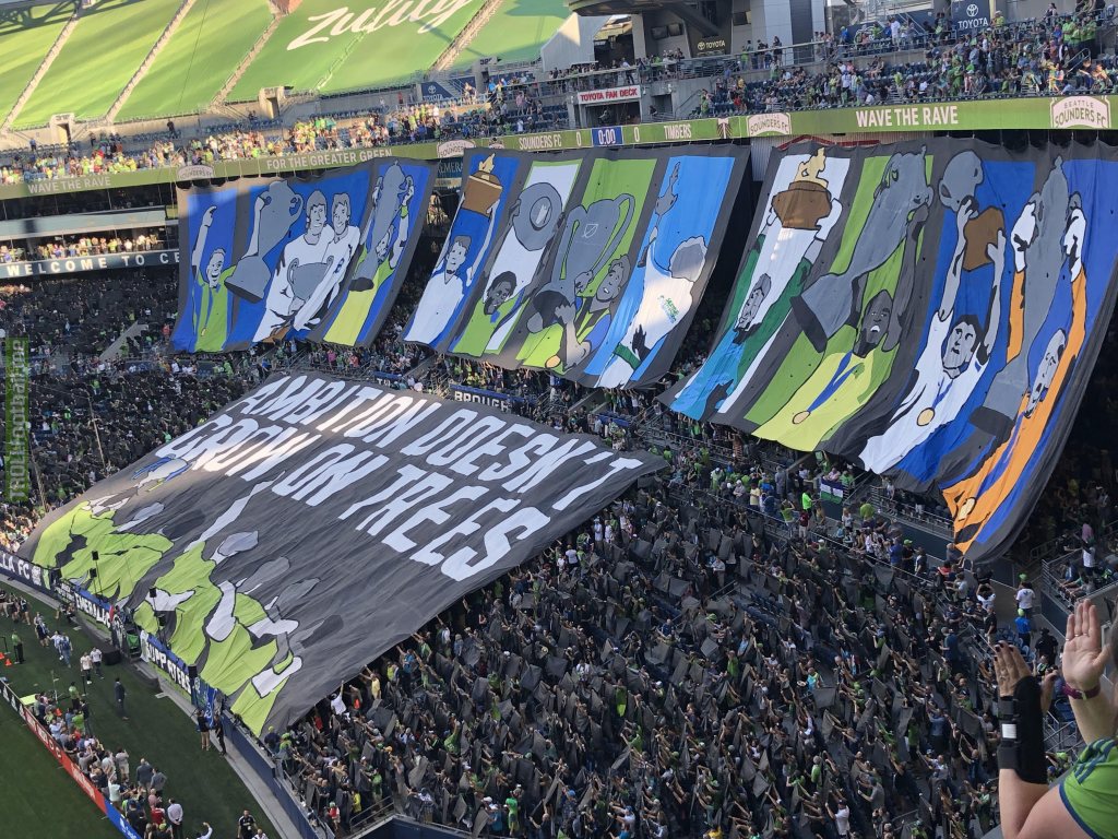 Sounders TIFO against Timbers