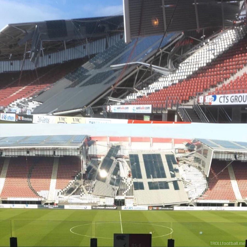 (10.8.2019) Roof of the AZ Alkmaar Stadium collapsed due to heavy wind