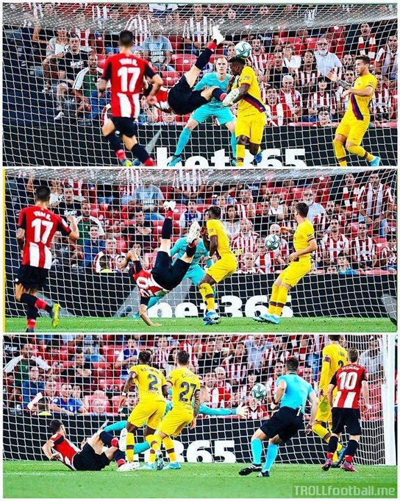 Aritz Aduriz vs Barcelona:  👴🏼 38 years old 🕐 Subbed on in 86th minute 🚴🏼 Scores a bicycle kick with his 1st touch ✅ Wins the game