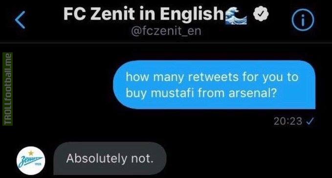 Not even Zenit want to risk that kind of signing 😂