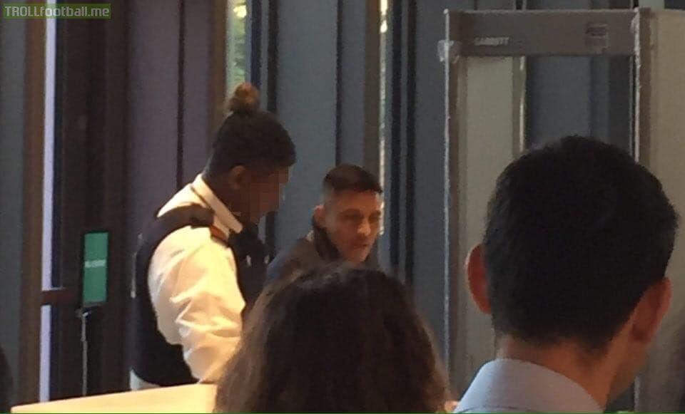 Alexis Sanchez is spotted at Manchester airport