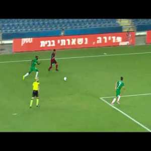 Hapoel Haifa player slips when trying to cross and accidentally scores a 30-yard screamer (last Saturday)
