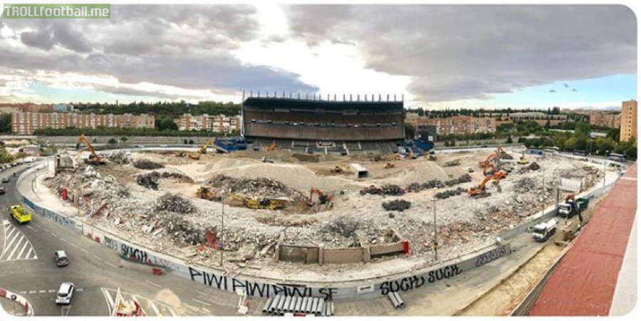 End of an era. Vicente Calderon stadium, previous home of Atletico de Madrid is almost fully demolished.