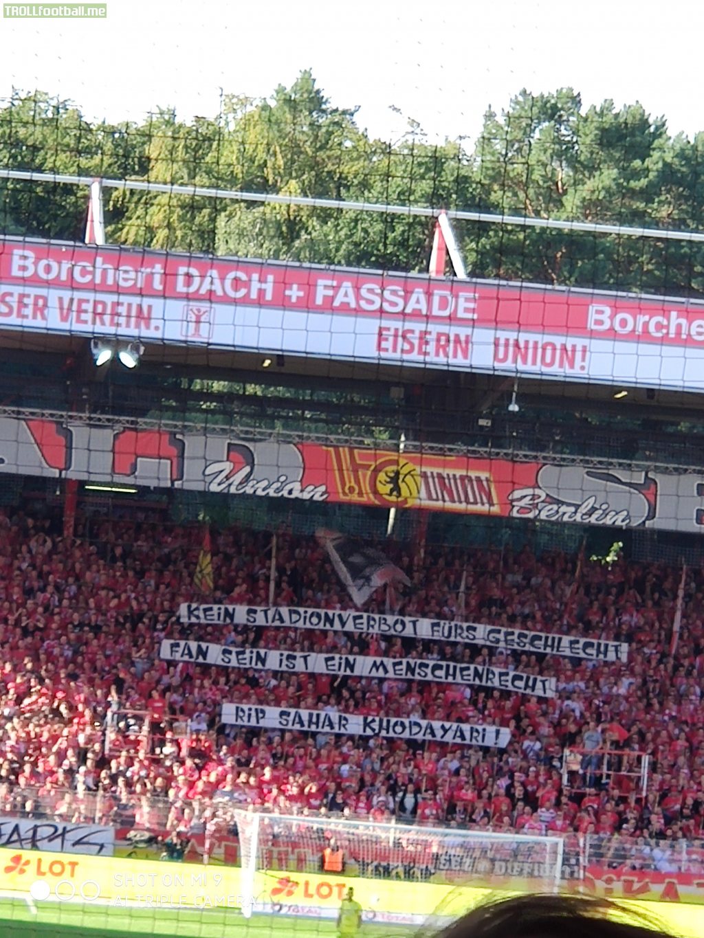 No stadium ban for gender, being a fan is a human right RIP SAHAR KHODAYARI! Game: Union Berlin vs. Werder Bremen