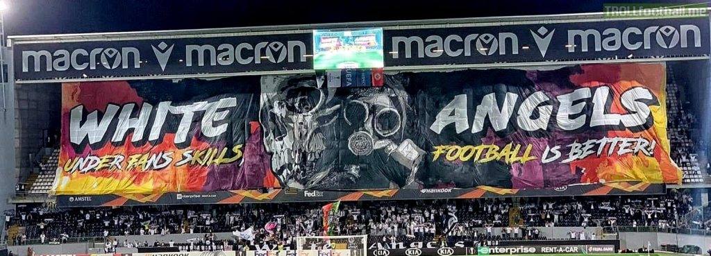 "UEFA KILLS FOOTBALL" Hidden message from VITÓRIA fans vs E. Frankfurt, due to games at 15:50 against Arsenal and S. Liège