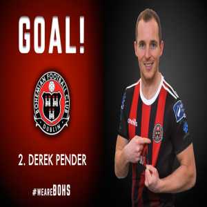 Bohemians defender Derek Pender scores the winner on his retirement match against Sligo Rovers, coming off shortly after to end an 8 year career at the Dublin club.