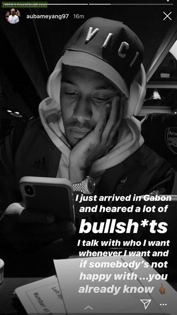 Aubameyang on instagram, responding to Ornstein report about his friendship with AFTV Troopz.