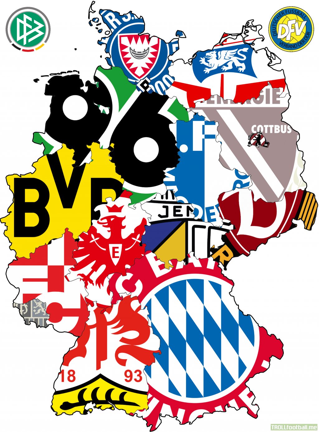 The clubs with the most championships from each german state [OC]