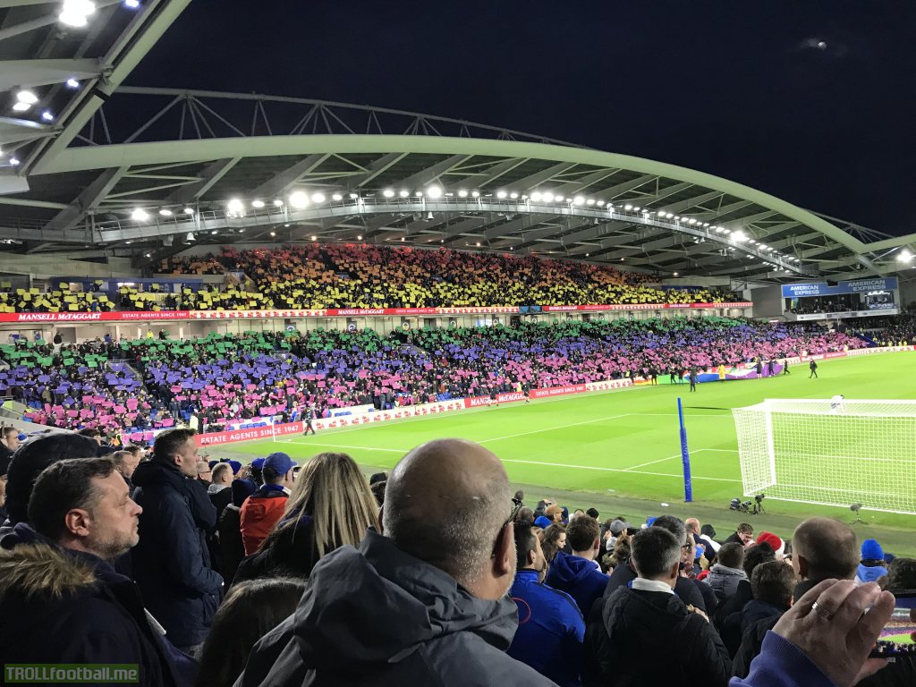 Picture I took of the rainbow tifo at Brighton v Wolves, better pictures are probably available online but thought I would post